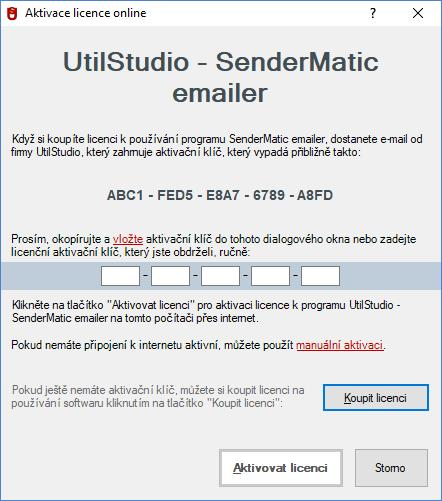 Aktivace licence v programu SenderMatic Emailer